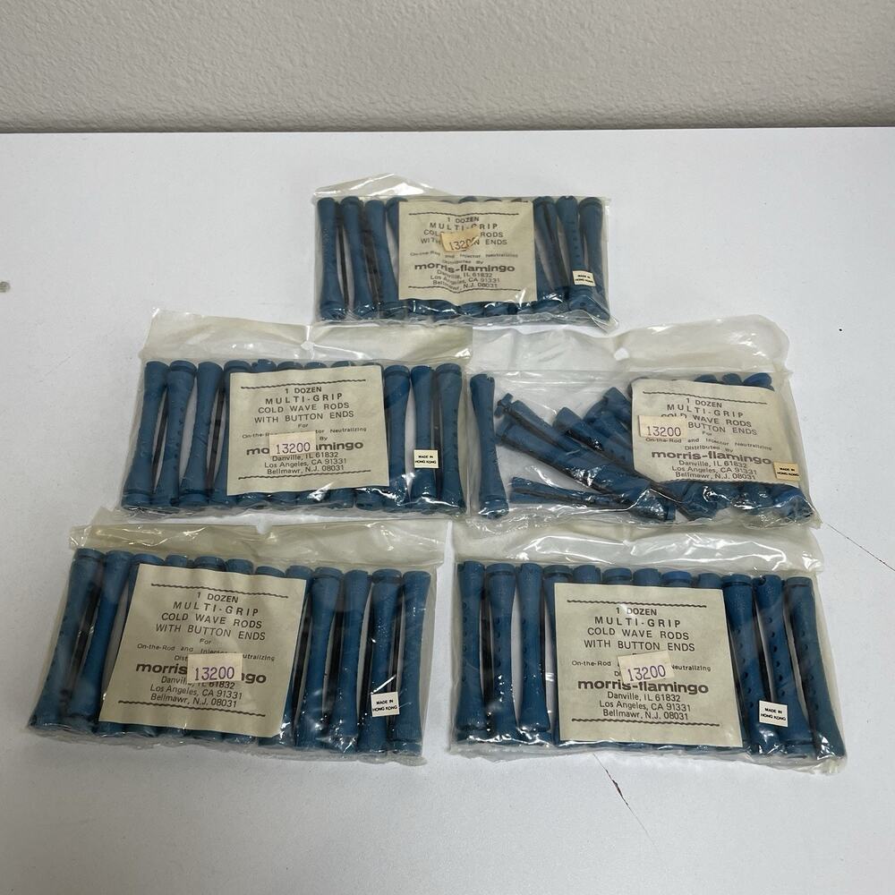 Lot of 5 Dozen Morris Flamingo Cold Wave Rods Button Ends 2.5” Blue